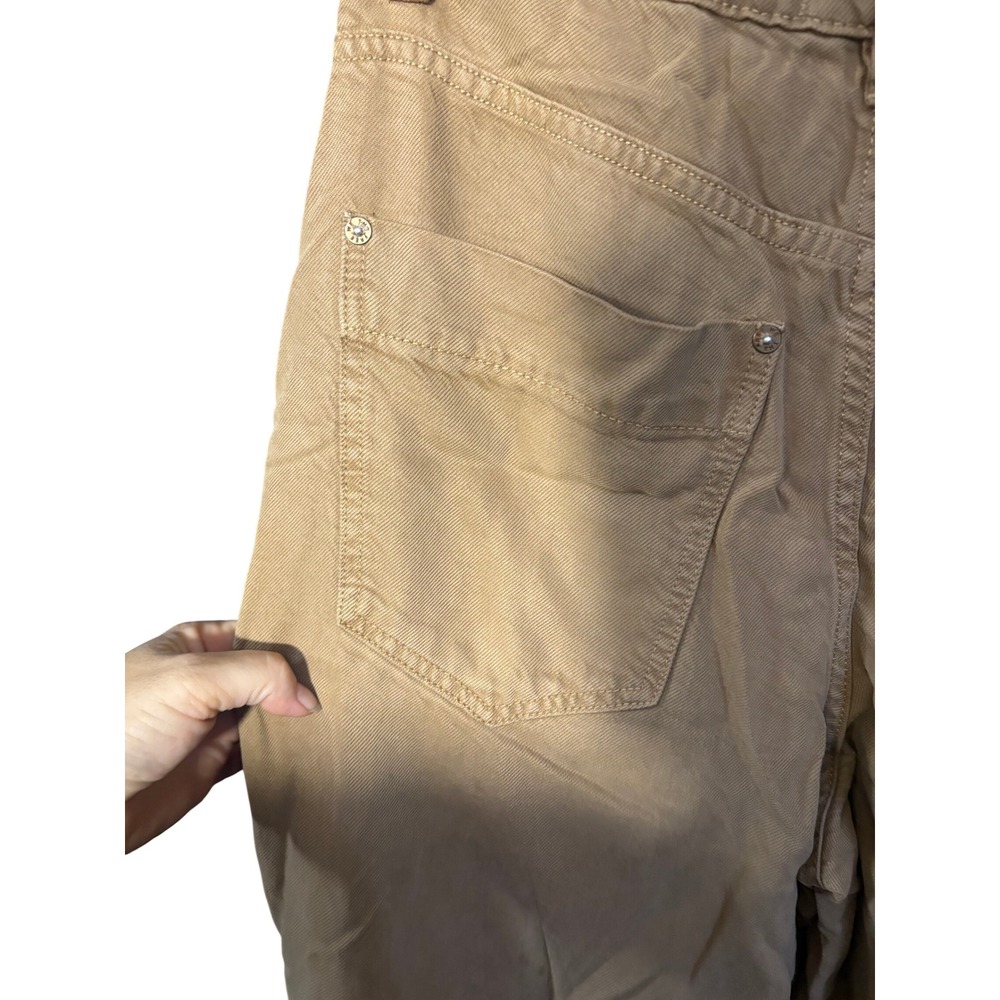 Free People We The Free Old West Wide Leg Jeans Tan Khaki Frayed Hem Size 28 - Picture 4 of 7